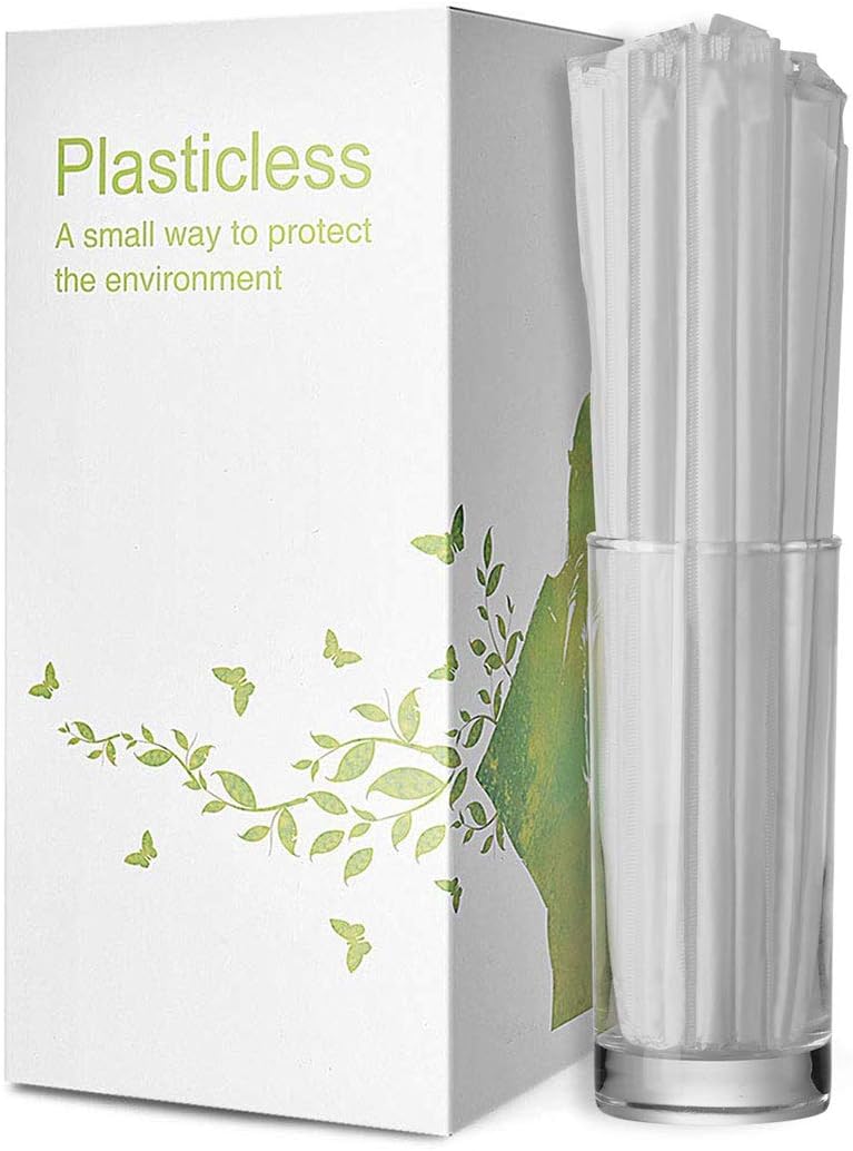200 Count 100% Plant-Based Wrapped Compostable Straws | Plasticless Biodegradable Flexible Drinking Straws - A Fantastic Eco Friendly Alternative to
