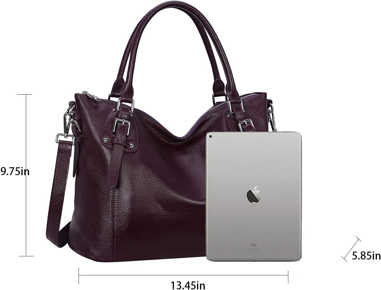 HESHE Leather Purses and Handbag for Women Shoulder Bag Tote Top Handle Bag | Genuine Designer Large Capcity Hobo Crossbody Satchel Travel Work Ladies Zippered Ladies Daily Bag Adjustable Long Strap