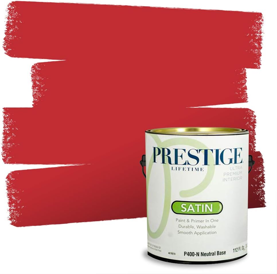 PRESTIGE Paints Exterior Paint and Primer In One, 1-Gallon, Satin, Comparable Match of Sherwin Williams* Real Red*