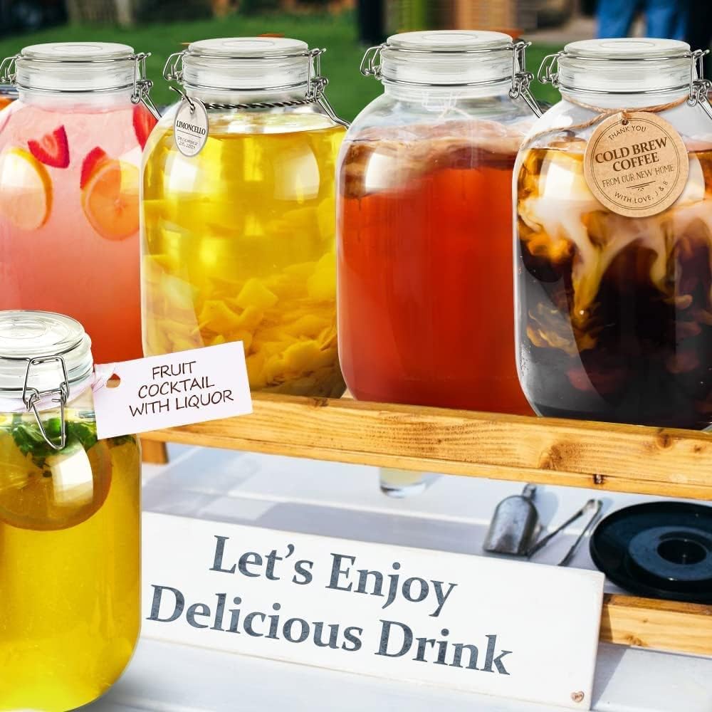 1 Gallon Glass Jar with Airtight Lid, Large Mason Jar, Pickle Jars, 128 OZ