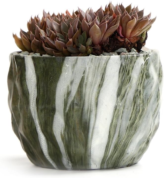 SE SUN-E Sun-E Modern Style Marbling Ceramic Flower Pot Succulent/Cactus Planter Pots Container Bonsai Planters with Hole 3.35 Inch Gift Idea(4 in