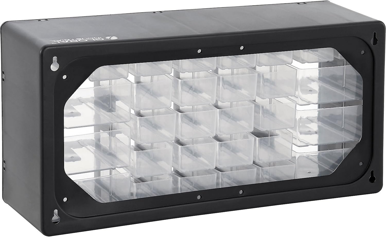 Global Industrial 30 Drawers Plastic Drawer Parts Cabinet, 20"W x 6-1/2"D x 10"H, Black