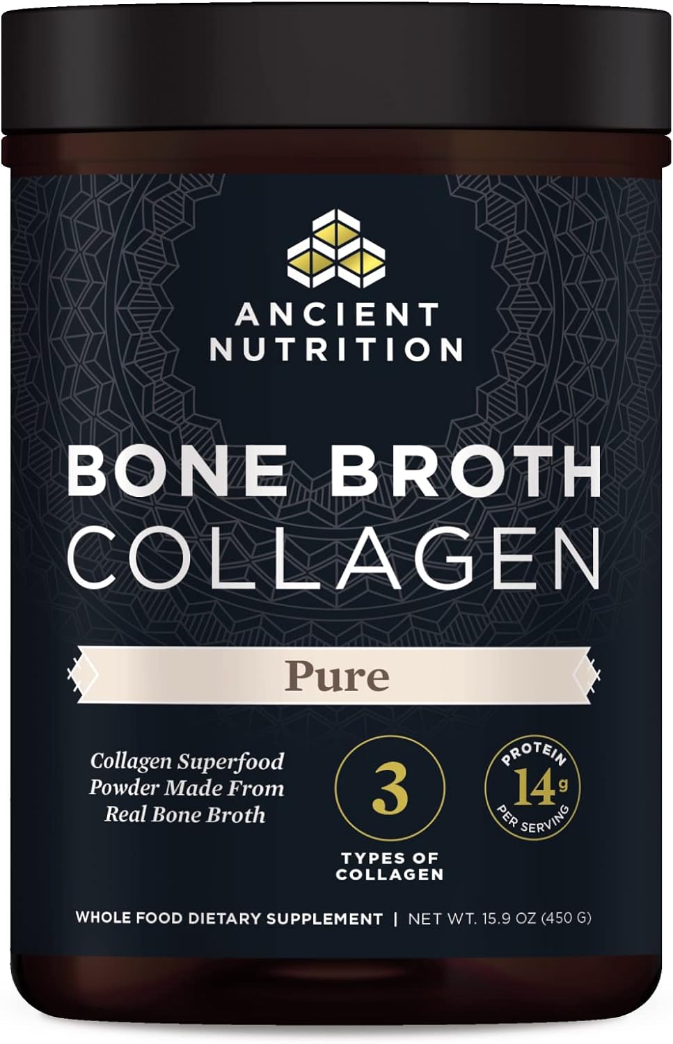Ancient Nutrition Hydrolyzed Bone Broth Collagen Peptides, Chocolate
