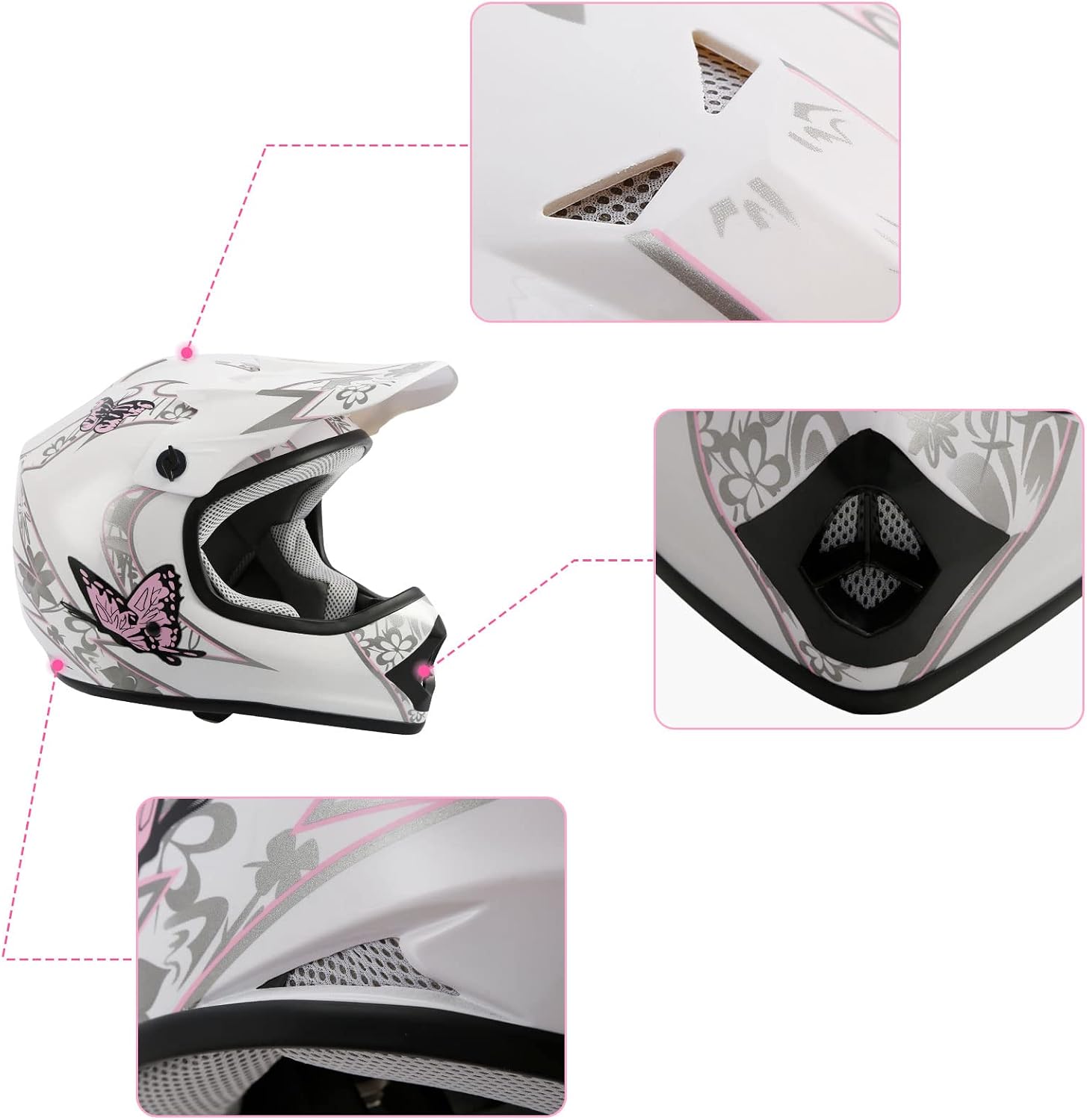 TCMT Youth Dirt Bike Helmet DOT Certified - Kids Full Face Motocross ATV Helmet with Goggles, Gloves and Helmet Bag for Off-Road, BMX, MX, Street Riding