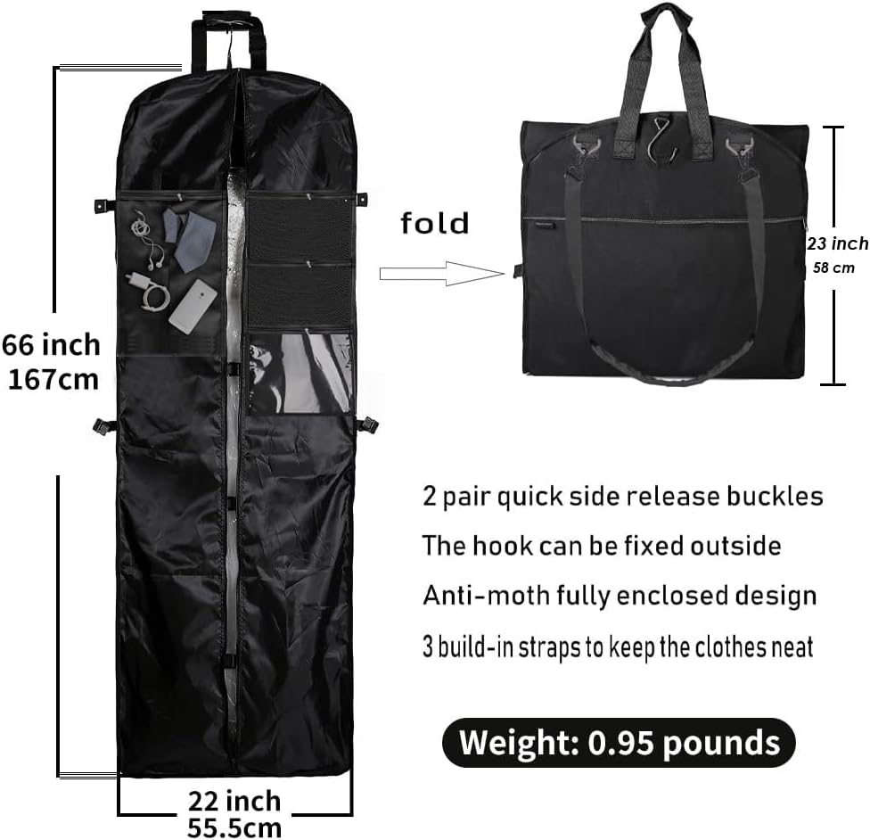 72" Tri-Fold Wedding Garment Bag for Long Dress & Gown,Hanging Travel Carry on Storage bag for Men Women