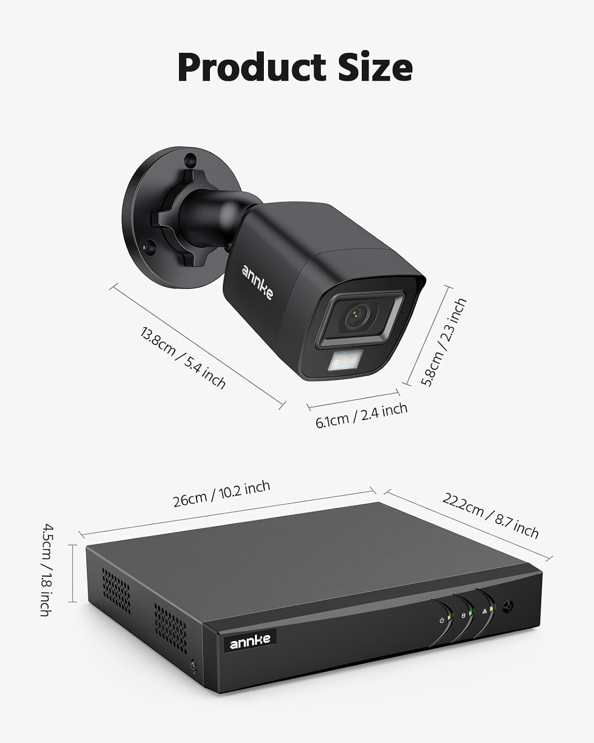 ANNKE 8CH H.265+ 3K Lite Wired Security Camera System, 4X 2MP Cam, 1TB HDD | 8 Channel DVR with AI Human/Vehicle Detection, Outdoor CCTV Cameras