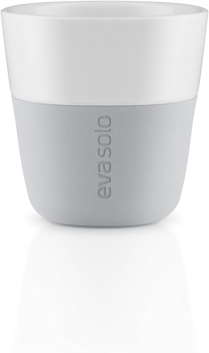 Eva Solo | 2 Lungo Tumbler Mugs | 8 oz Porcelain Coffee Cup Tumblers with Silicone-coated Grip | Danish Design, Functionality & Quality | Black