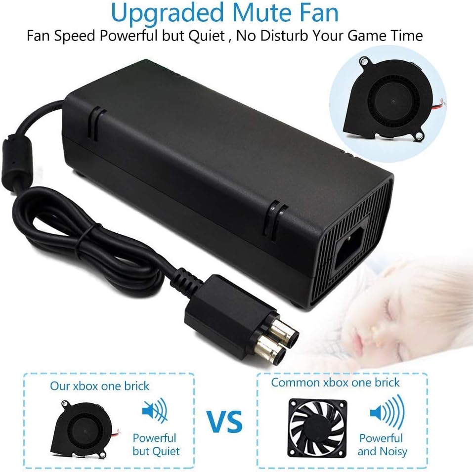 Xbox 360 Slim Power Supply, Quiet AC Charger 100-240V Power Brick for Xbox 360 Slim ONLY