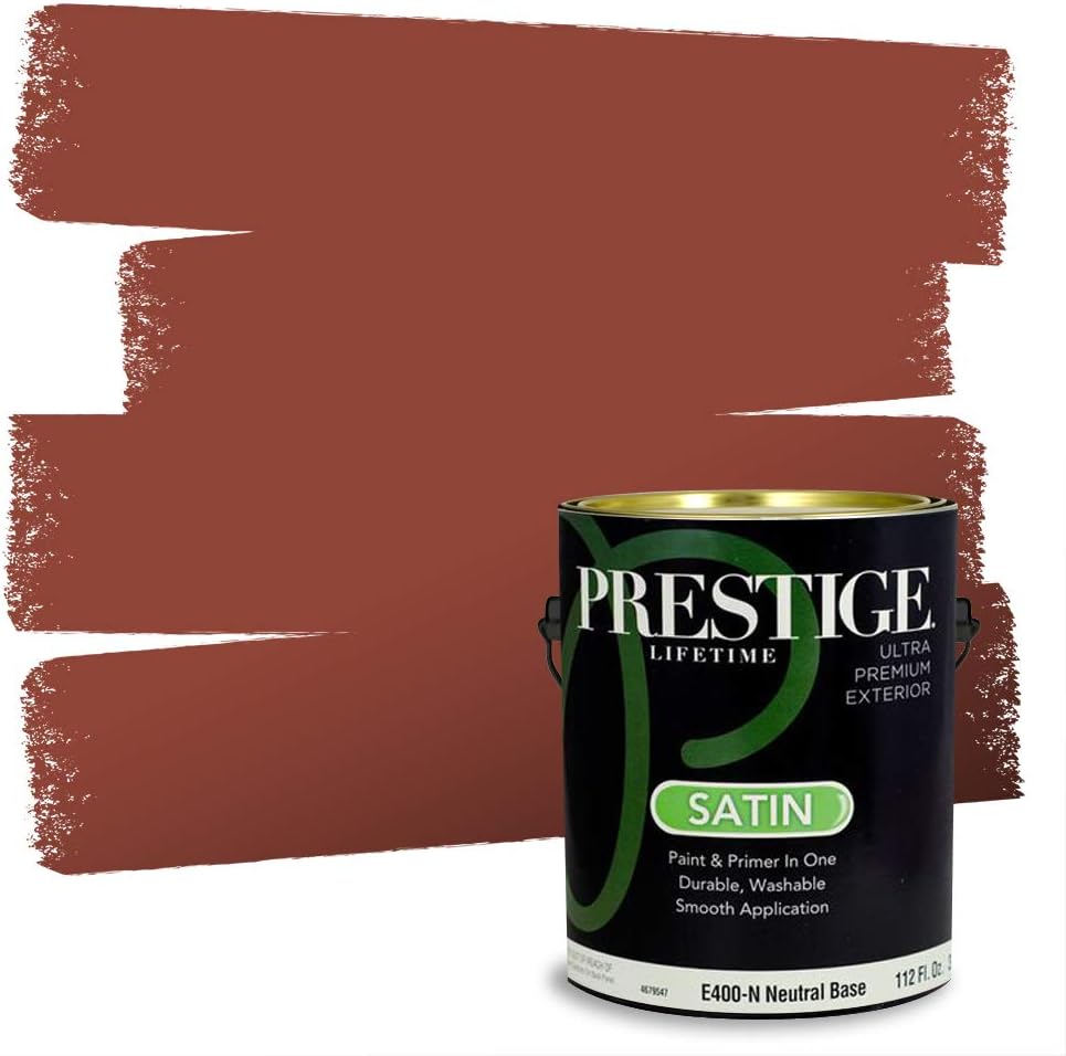PRESTIGE Paints Exterior Paint and Primer In One, 1-Gallon, Satin, Comparable Match of Sherwin Williams* Grandeur Plum*