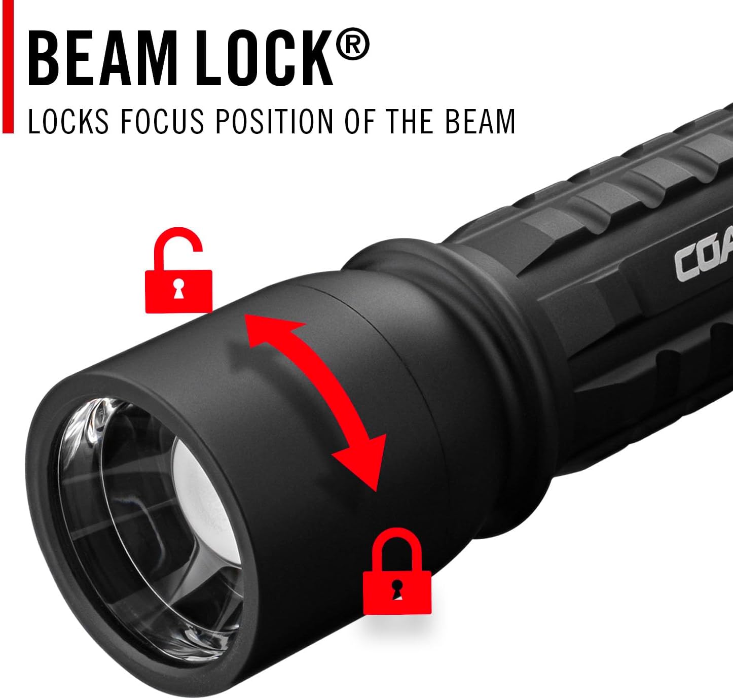 Coast XP11R 2600 Lumen USB-C Rechargeable LED Flashlight with Slide Focus and Pure Beam Focusing Optic, 4 Light Modes, Black