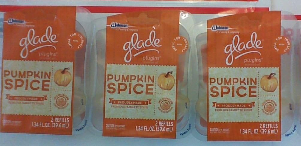 6 Glade Plugins Pumpkin Spice Scented Oil Refills