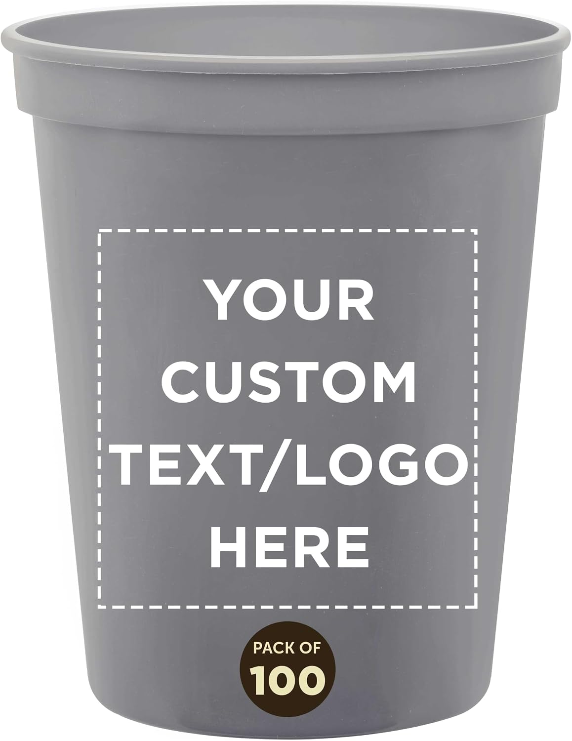 DISCOUNT PROMOS Custom Plastic Stadium Cups 16 oz. Set of 10/50/100, Personalized Bulk Pack - Perfect for Birthdays, Weddings, Picnic, Beach