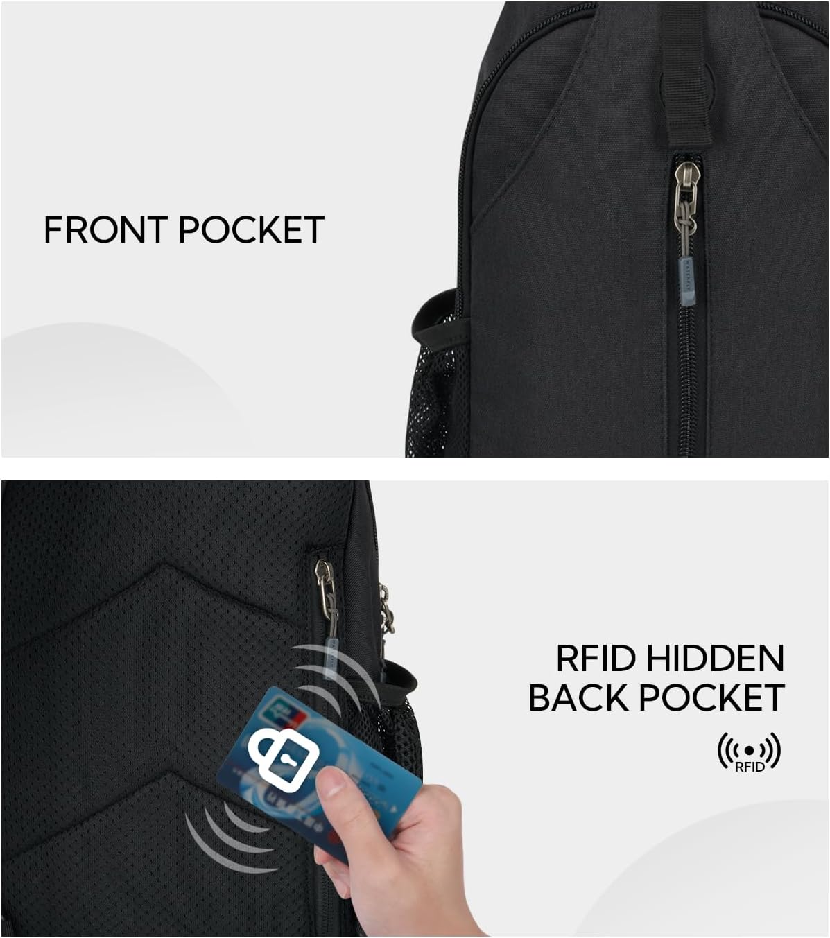 WATERFLY Crossbody Sling Backpack Sling Bag Travel Hiking Chest Bag Daypack (Black) | Small Hiking bag,Multi-compartment storage,Water-resistant,Breathable back pad,Reversible adjustable shoulder strap