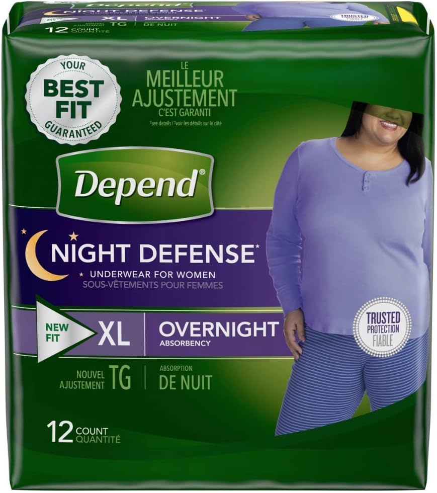 Medium Overnight Depends Women - Night Defense Incontinence Underwear, Purple