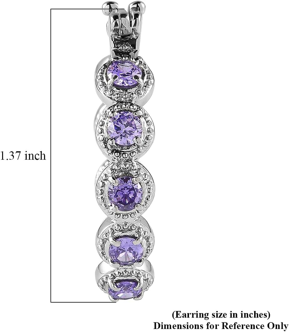 Purple Cubic ZirconiaEarrings in Stainless Steel