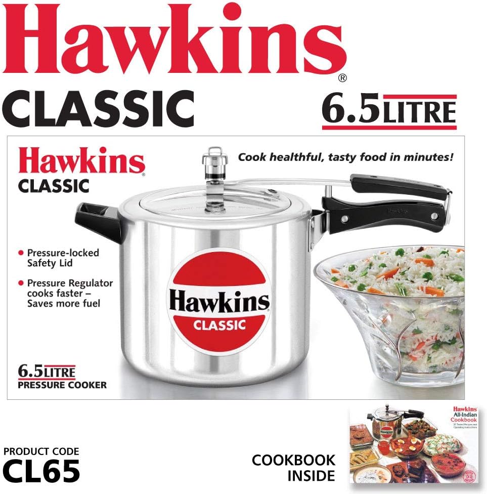 Hawkins Classic Aluminum 6.5 Litre Pressure Cooker
