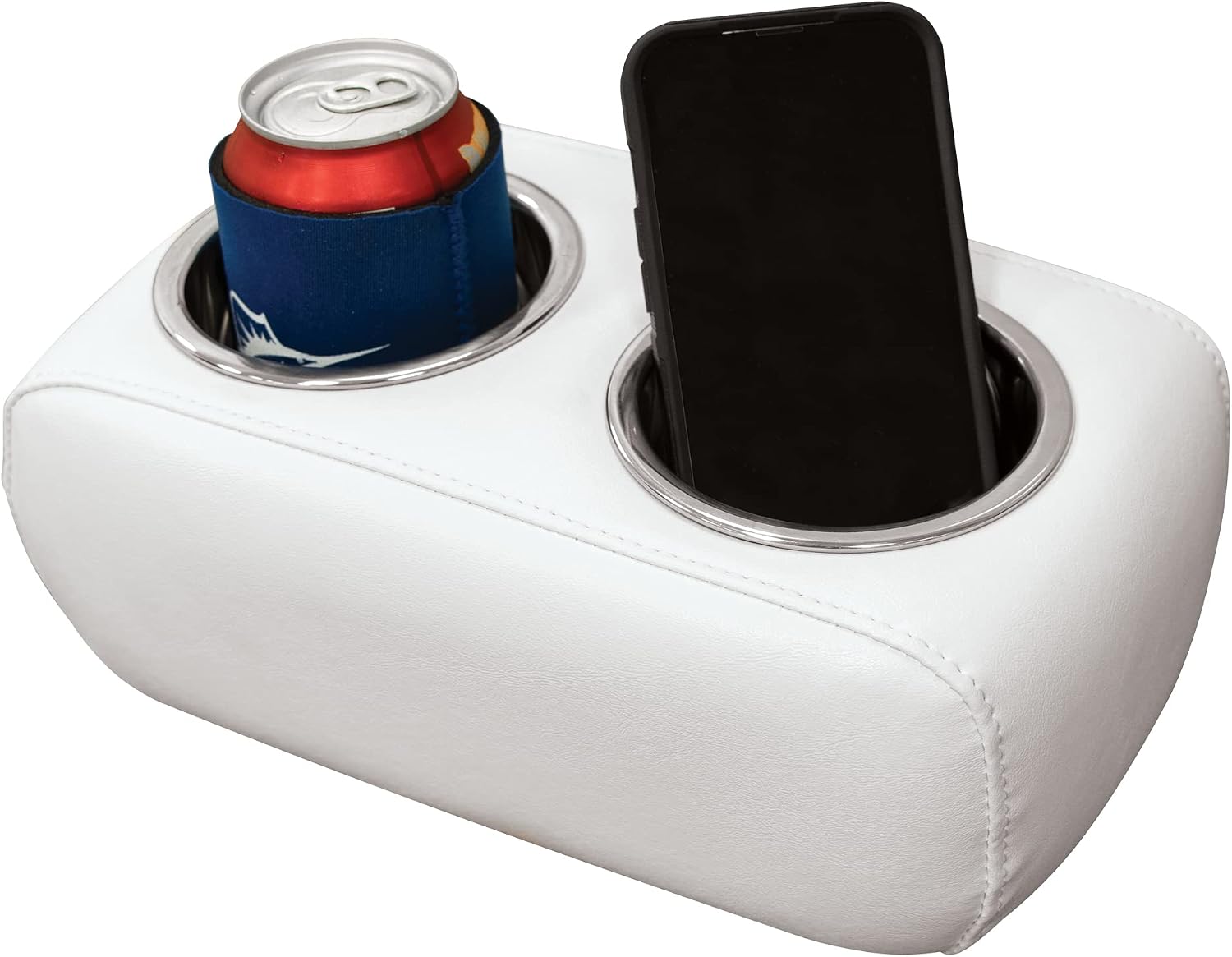 Wise 3059-1882 Pontoon Double Drink Holder with Stainless Steel Cup Holders, Marble / Brite White