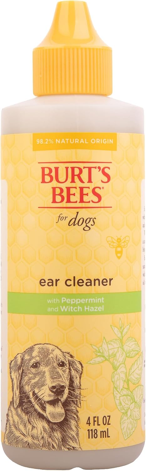 BURT'S BEES FOR PETS Ear Cleaner for Dogs with Pepeprmint and Witch Hazel, 99.7% Natural Origin Formulas, Dog Ear Cleaner, Ear Cleaning Solution for Dogs, 4 oz | 99.7 percent natural origin formula, gentle ear cleaning solution, for routine daily groomin…