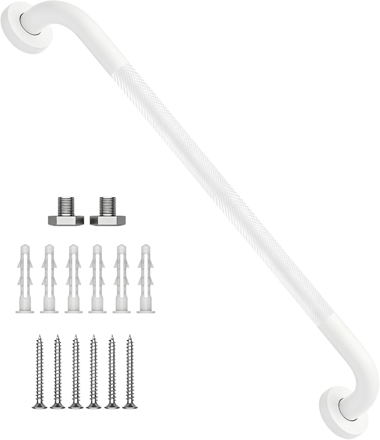12 Inch Shower Grab Bar 1.25" Dia,Brushed Nickel Anti Slip Bathroom Grab Bar, 304 Stainless Steel Knurled Handicap Grab Bars, Safety Support Handrail,Bath Shower Handle for Elderly Injury Senior