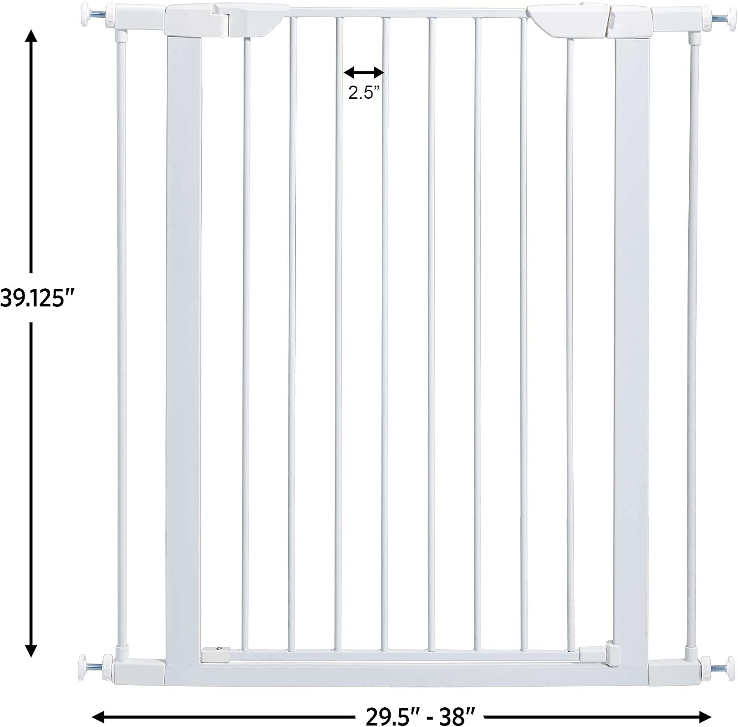 Midwest Homes 39-Inch Steel Walk-Thru Dog Gate, Expands to 38" | Pressure Mounted, Expands 29.5"- 38" Wide, Auto-Close Door, Spring-Loaded Latch, Includes Two 3" Extensions