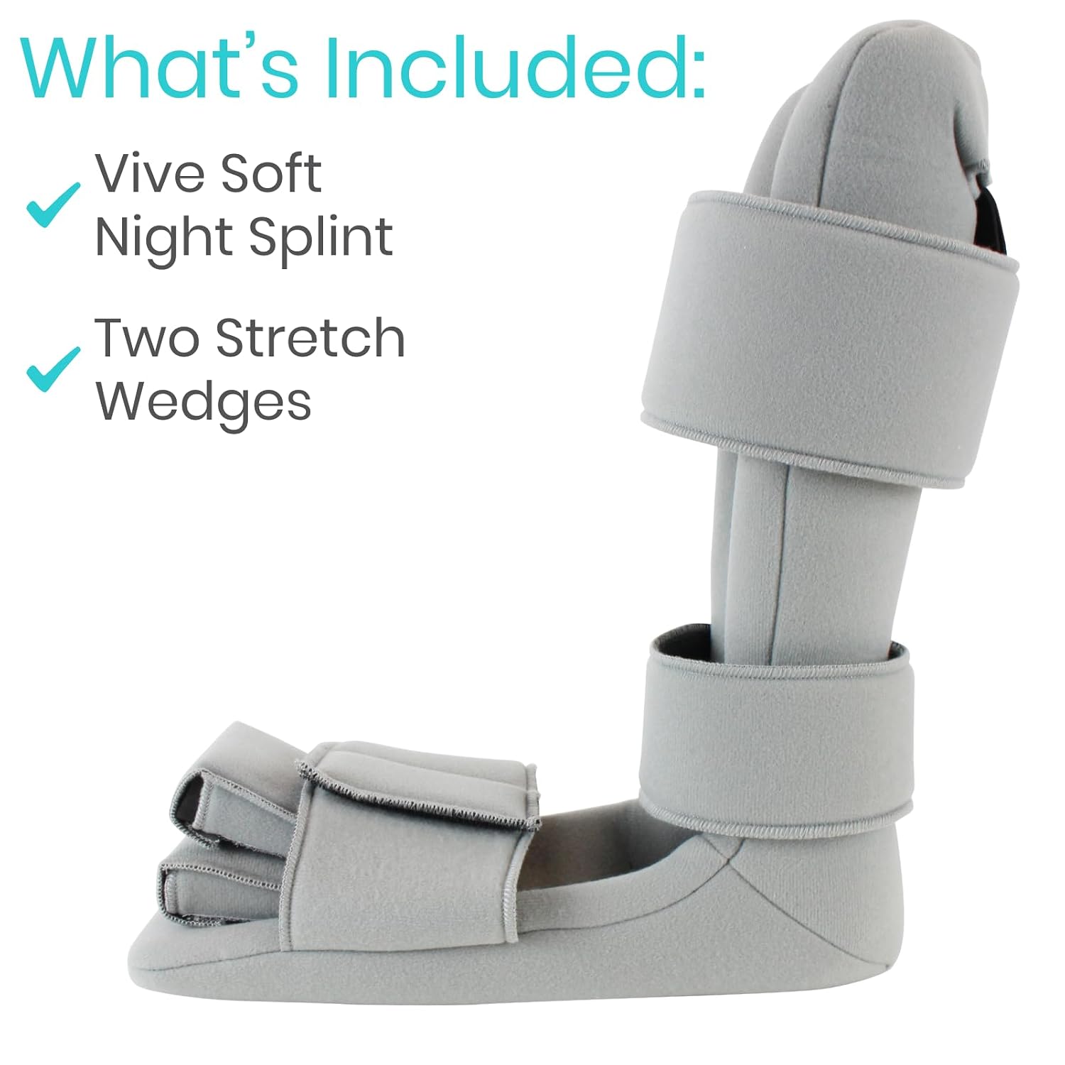 Vive Plantar Fasciitis Night Splint Plus Trigger Point Stretch Wedges | Soft Leg Brace Support, Orthopedic Sleeping Immobilizer Stretch Boot (Large: Men's: 8.5-11, Women's: 10-12)