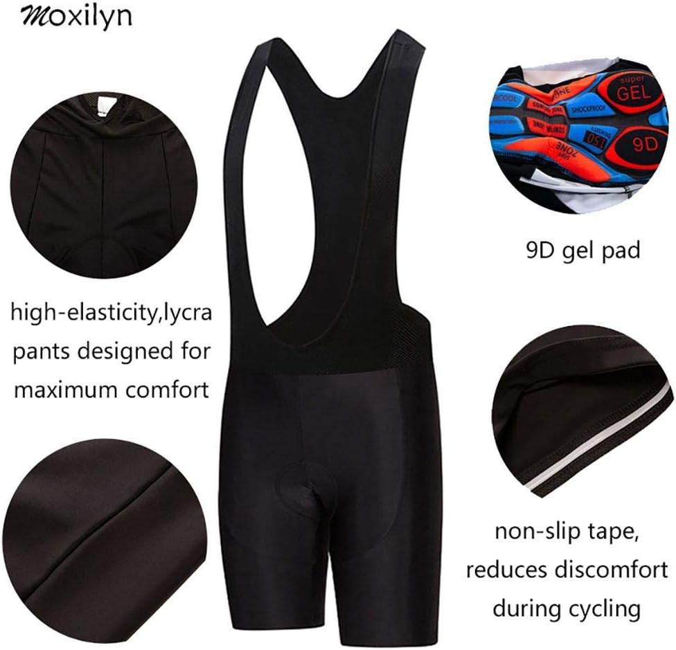 Men's Quick-Dry Cycling Jersey Set Road Bike Bicycle Shirt + Bib Shorts with 9D Gel Pad MTB Riding Clothing Kit