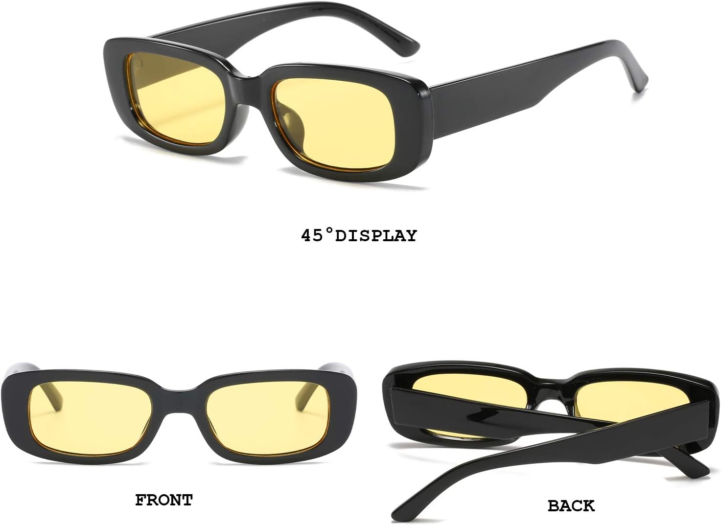 BUTABY Rectangle Sunglasses for Women Retro Driving Glasses 90’s Vintage Fashion Narrow Square Frame UV400 Protection