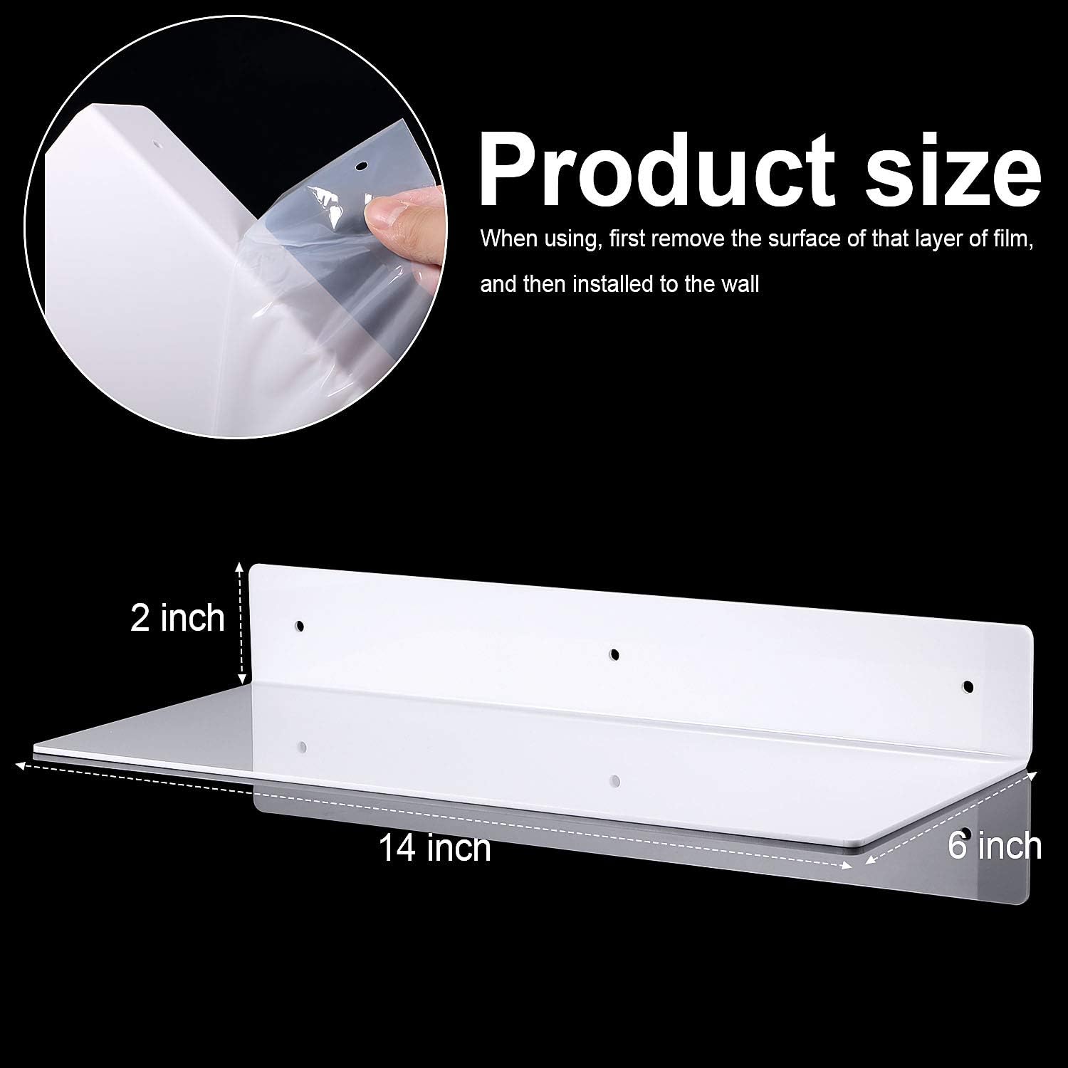 Blulu 8 Pcs Clear Acrylic Shelves 14 x 5 x 2 Inches Clear