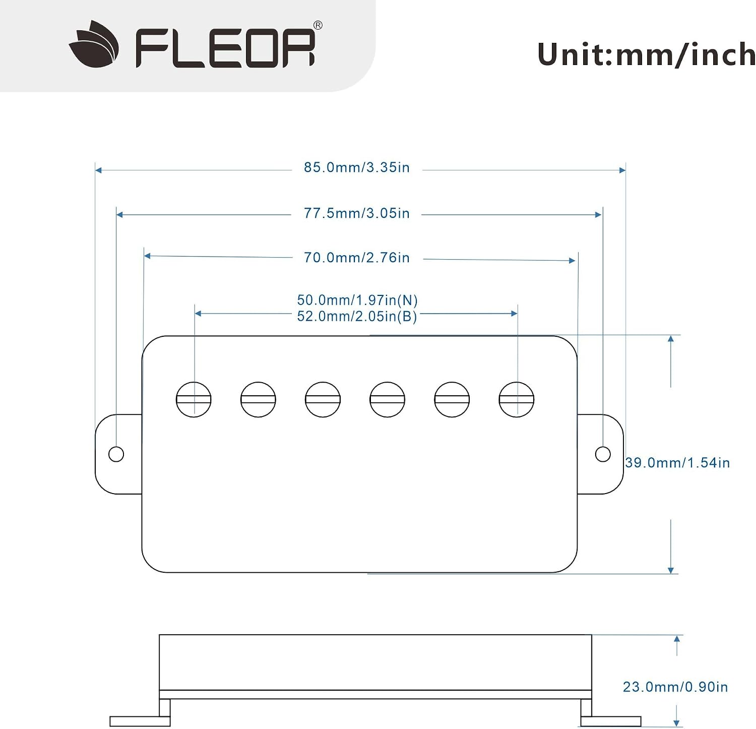 FLEOR Alnico5 Guitar Humbucker Pickup Set Chrome Bridge & Neck Pickups Compatible with LP style Guitar Part