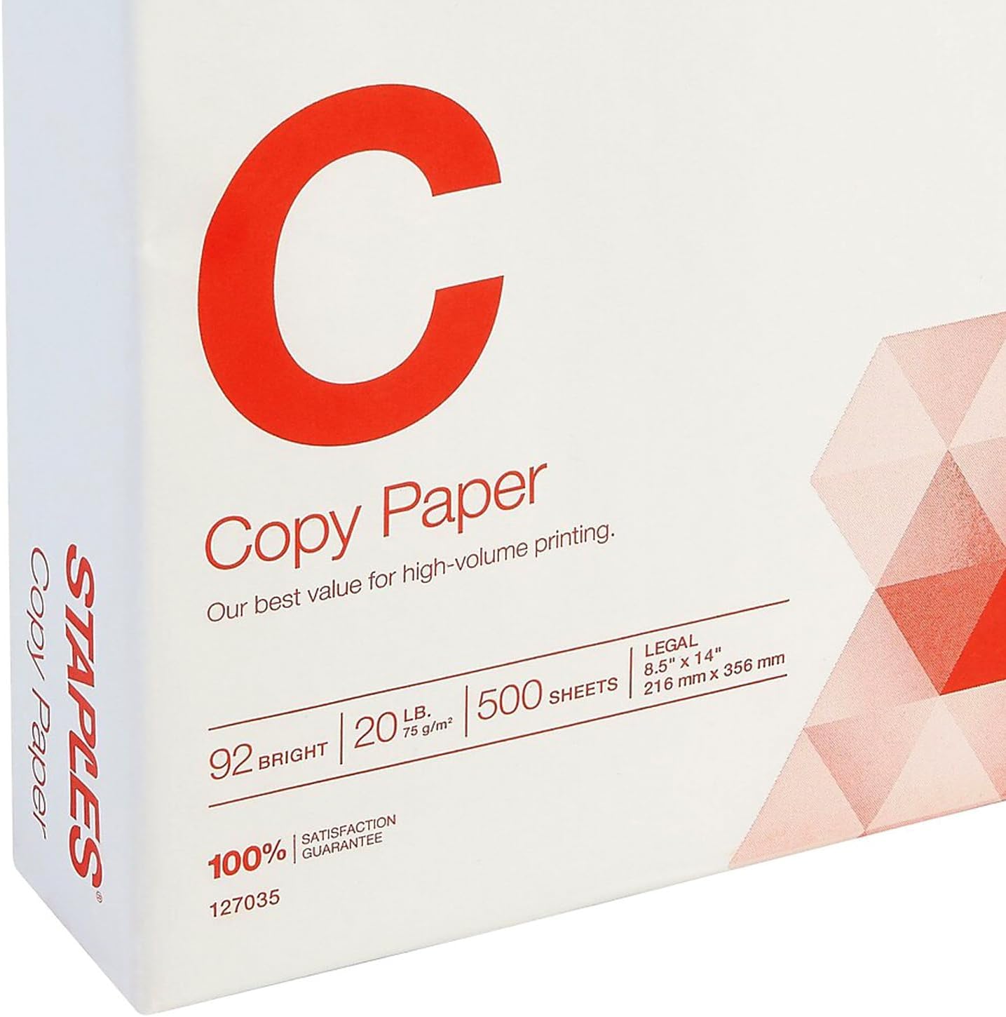 Staples TRU RED Copy & Printer Paper, 8.5 x 11, 20 lb, 92 Bright, 5,000 Sheets/Carton, White Letter Size Paper for Office, School & Home