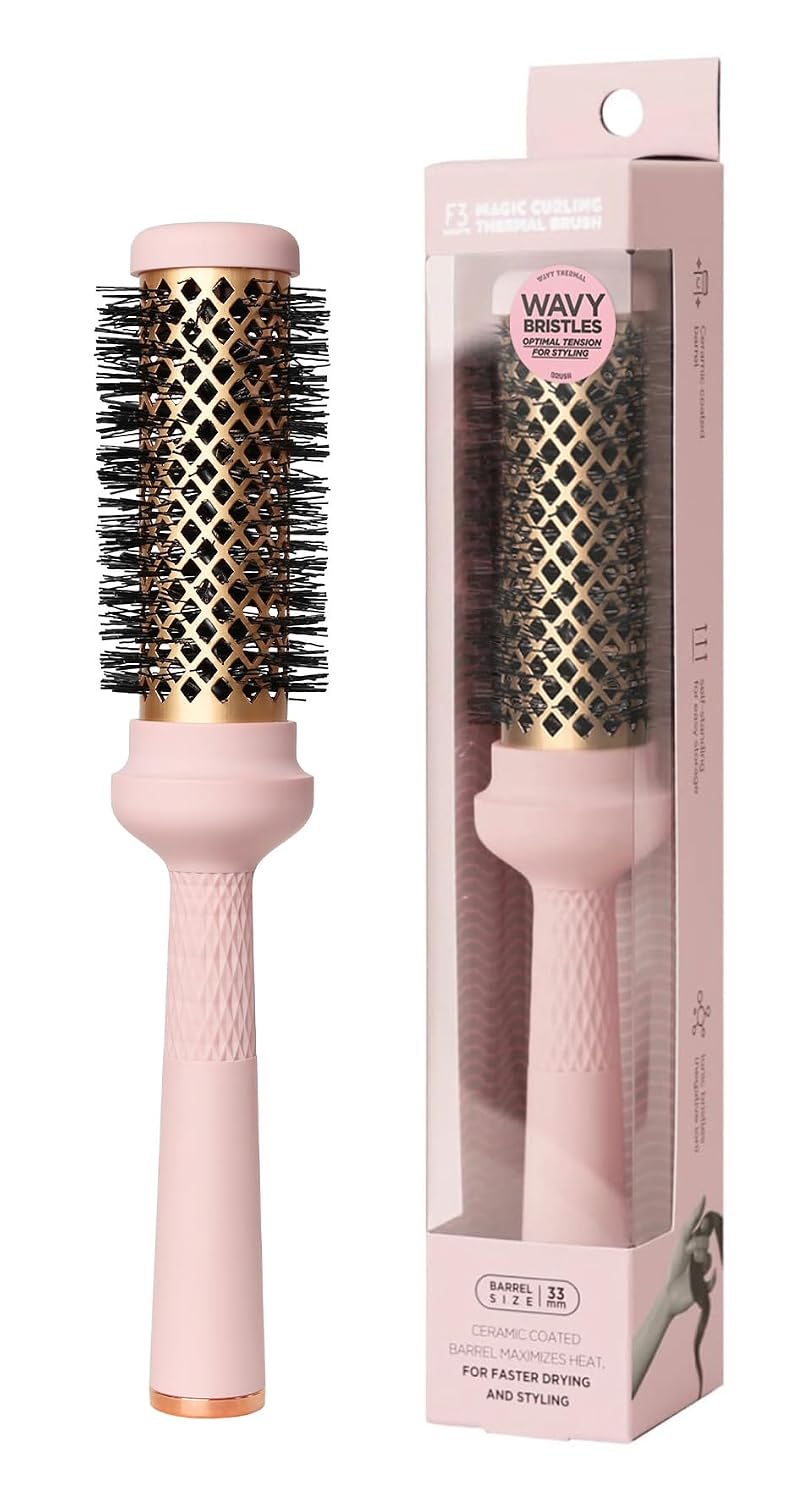 Magic Curling Round Brush (1 Inch) - Non-electronic, Self-Standing Round Brush, Great Blowout, Ceramic Coated Barrel, Quick Styling