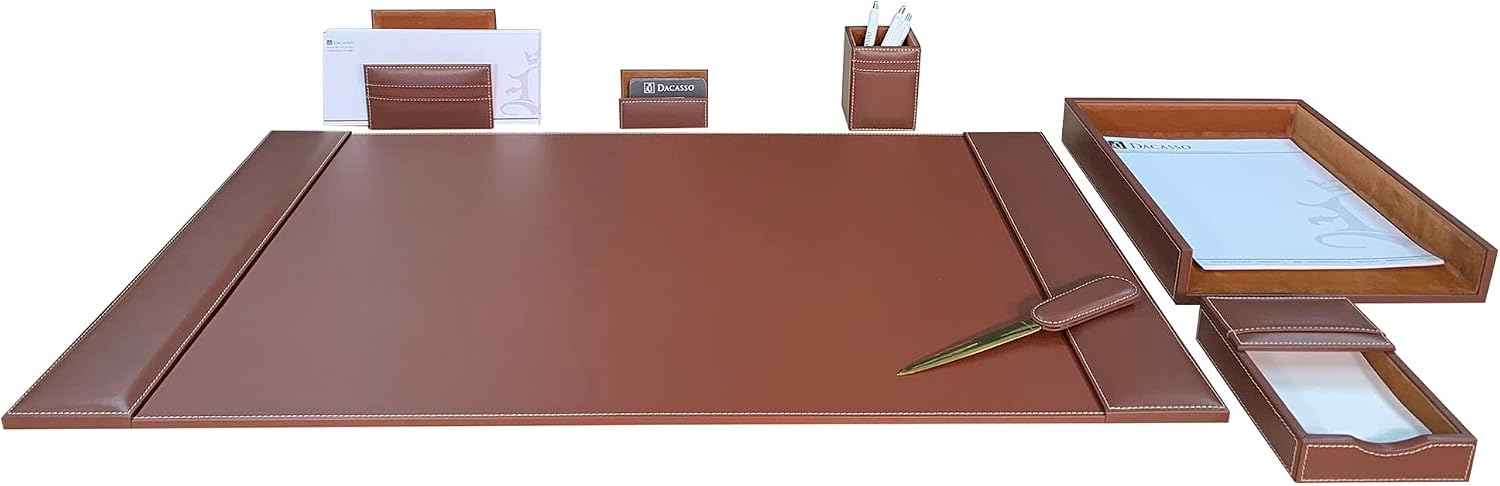 Dacasso Rustic Brown Leather Desk Set, 7-Piece (D3204)