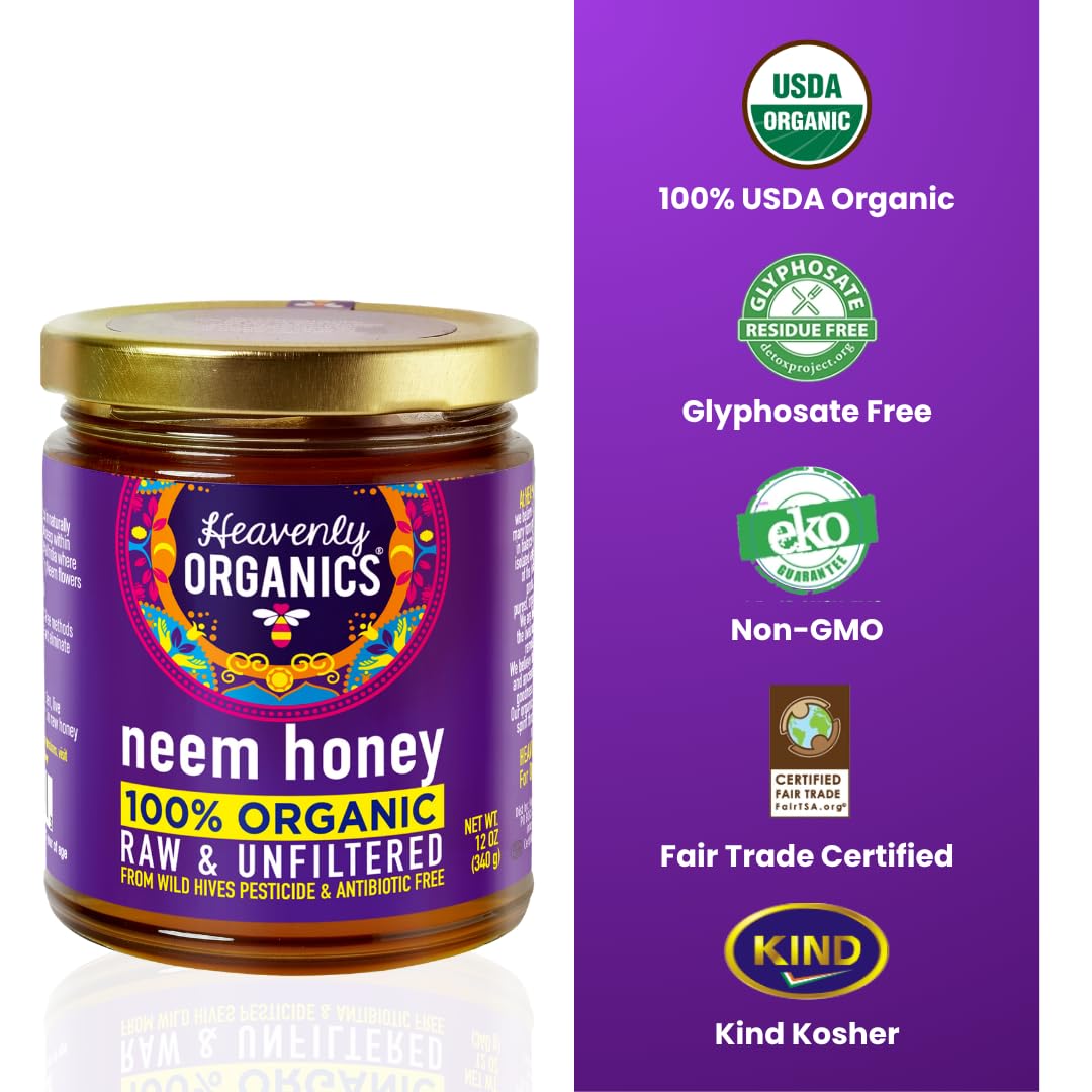 Heavenly Organics Organic Wild Forest Raw Neem Honey - 12 oz