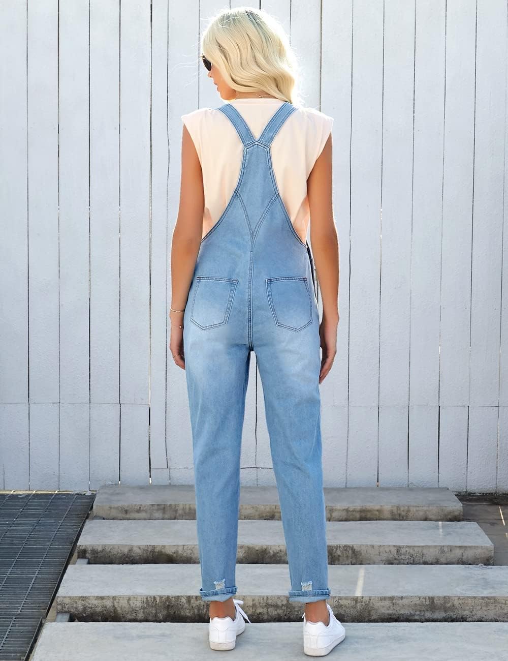 Vetinee Womens Classic Adjustable Straps Pockets Denim Bib Overalls Jeans Pants