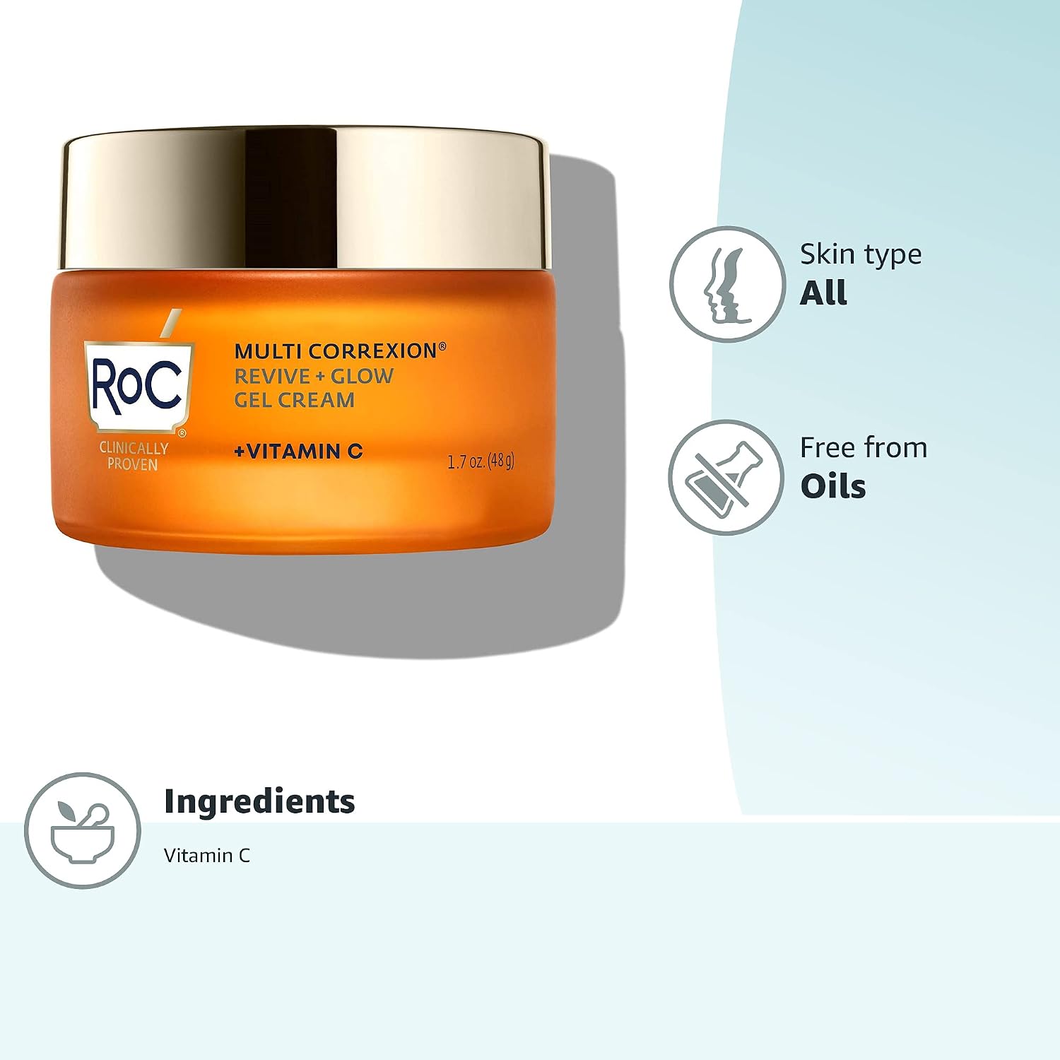 RoC Multi Correxion Revive + Glow 10% Vitamin C Face Moisturizer, 1.7 oz