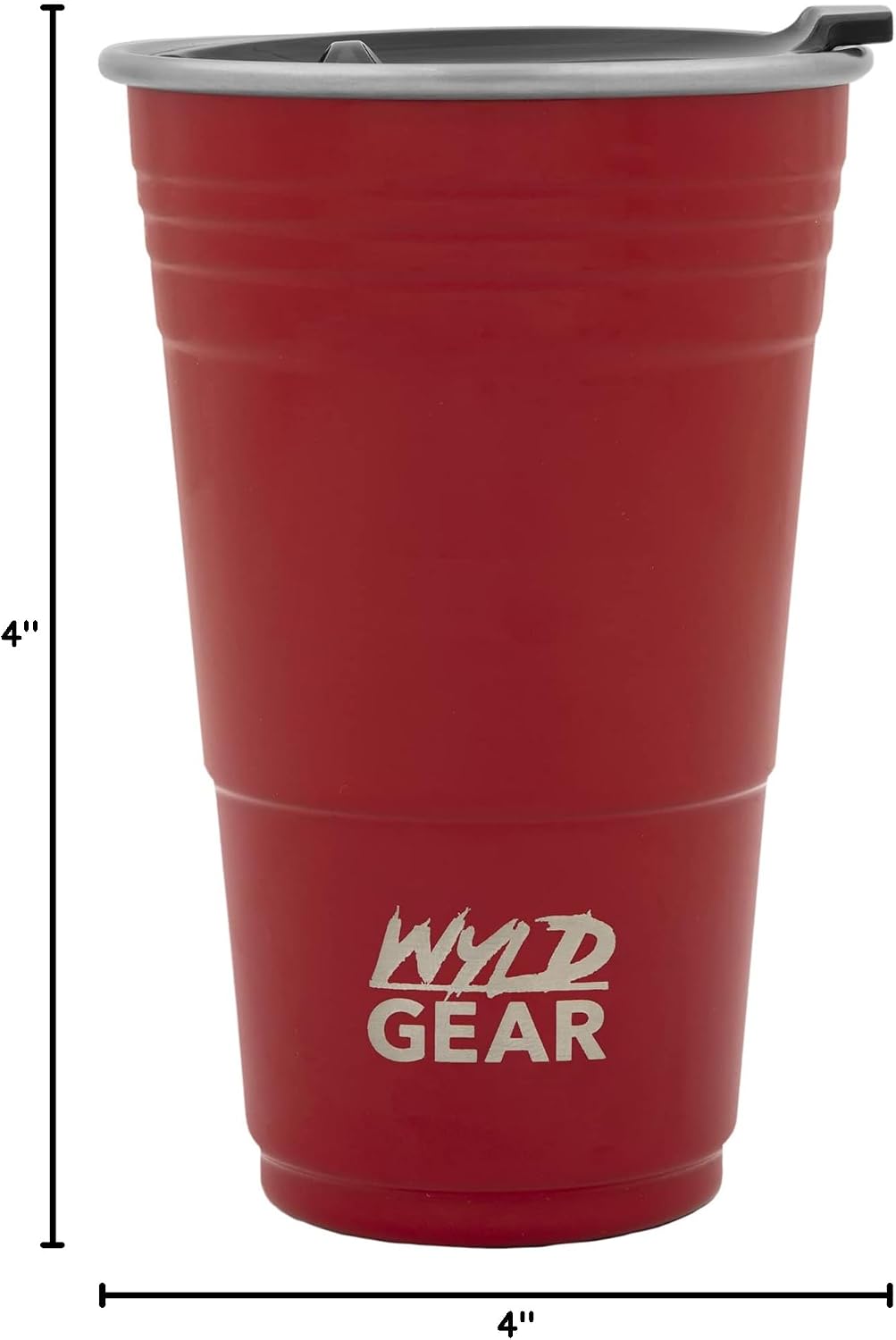Wyld Gear Party Cup 24oz Red Stainless Steel Reusable Metal Cup with Lid