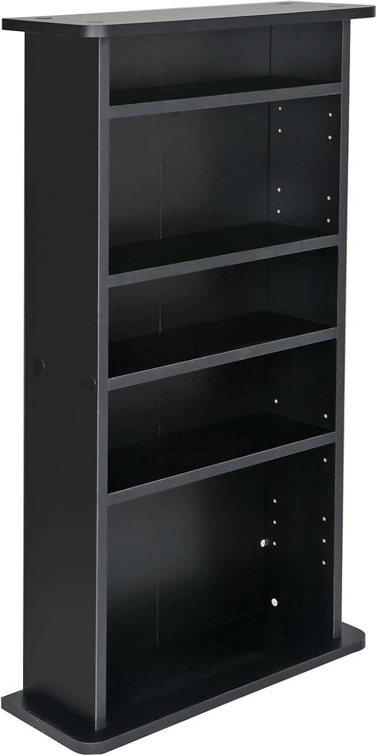 Nova Microdermabrasion 5 Tier DVD cd Storage DVD Shelf Adjustable Bookshelf Bookcase Media Storage Organizer Cabinet for CDs, Books, Video Games, Arts