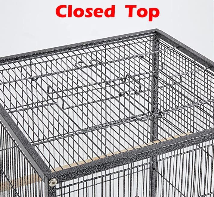 36-Inch Deluxe Sturdy Wrought Iron Bird Flight Open Play Top Cage with Rolling Stand for Parrots Conure Lovebird Cockatiel