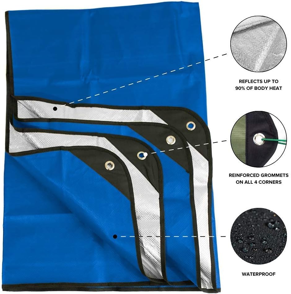 Arcturus Insulated Tarp, Reusable Heavy Duty Thermal Survival Blanket – 60x82in, Reflects 90% Body Heat, Waterproof, Windproof, 3-Layer Design, Reinforced Grommets, Olive Green | Reflective Mylar, Waterproof & Windproof, Reinforced Grommets for Tarp Setu…