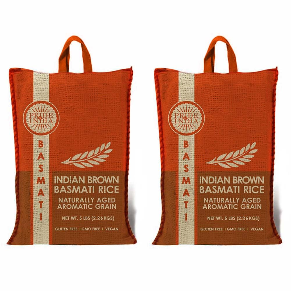 Pride Of India - Extra Long Indian Premium White Basmati Rice, 10 Pound (4.54 Kilo) Reclosable Bag - Naturally Aromatic, Aged, Flavorful, Slender, Non Sticky Grains - Great Value for Money