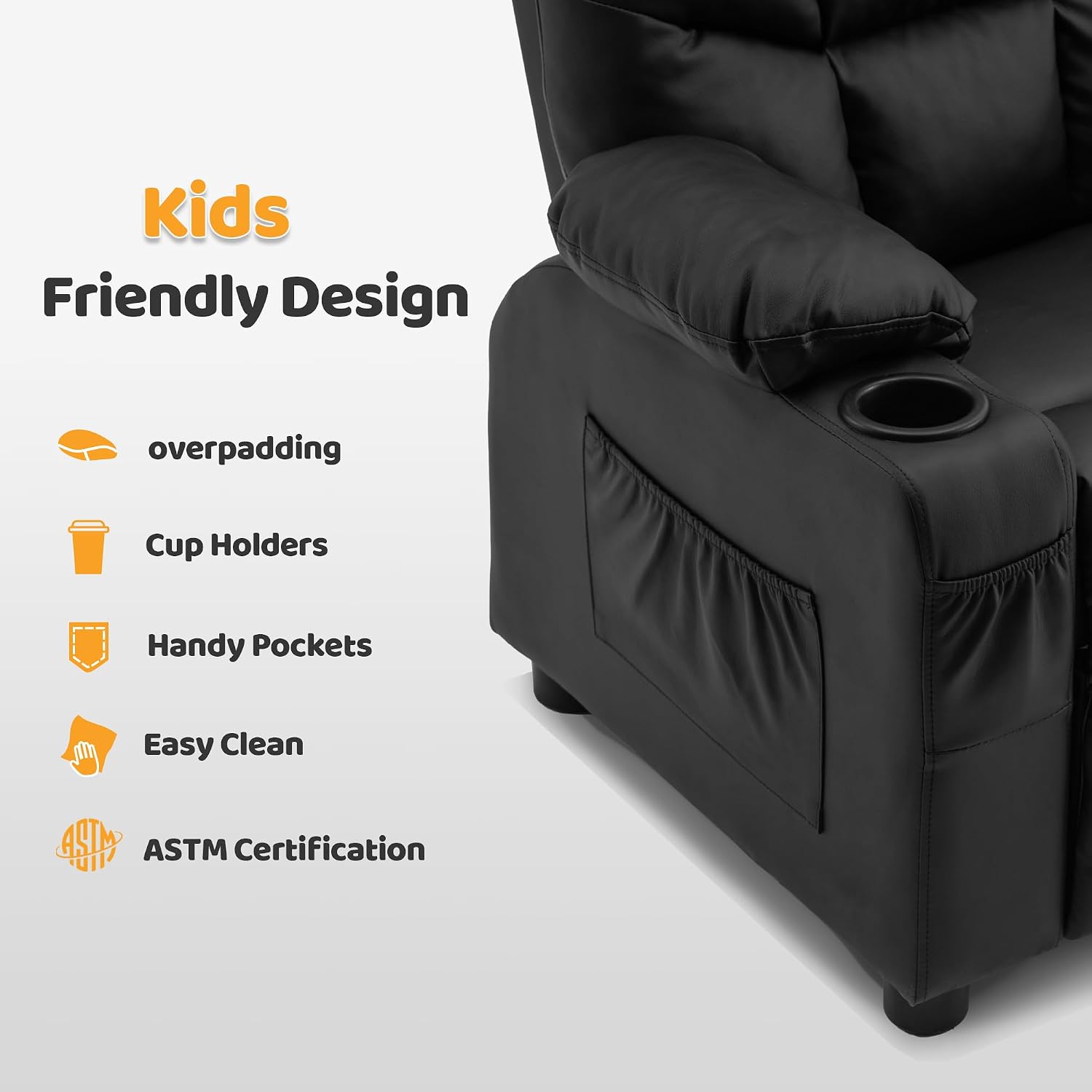 MCombo Big Kids Recliner for Ages 3+, Toddlers Recliner 7355 Velvet, Blue