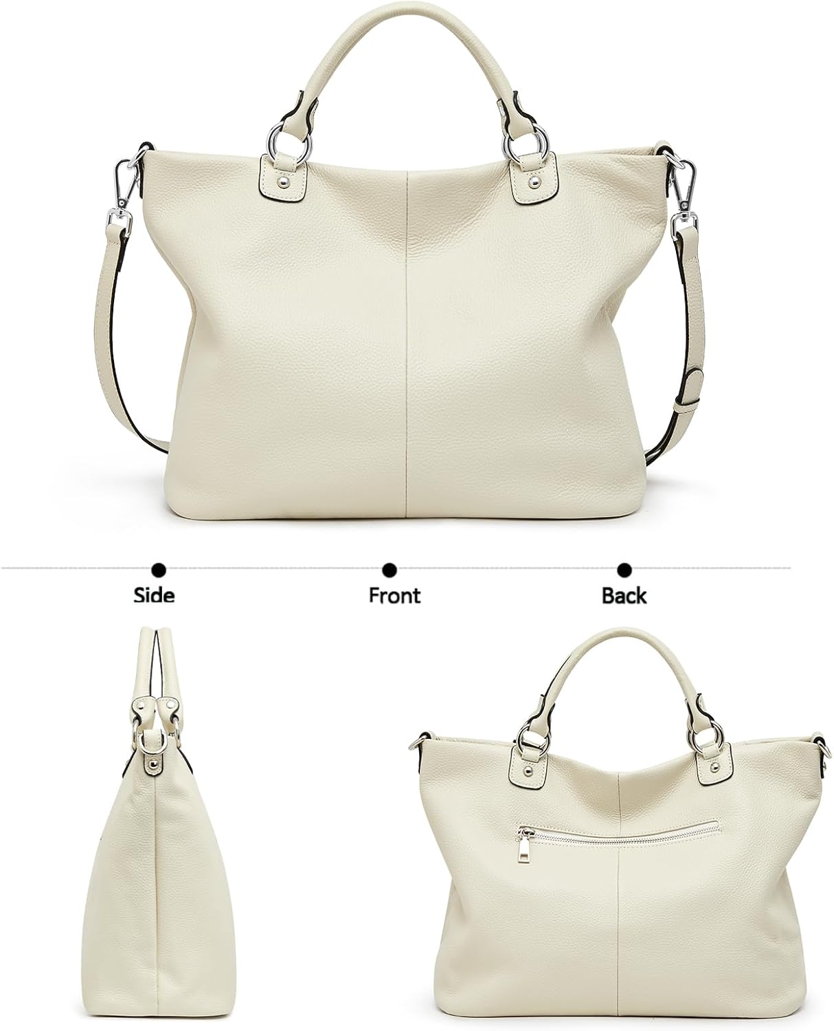 Kattee Genuine Leather Tote Purse for Women, Top Handle Satchel | Soft genuine leather tote with roomy storage and versatile carry for work, shopping, and travel.