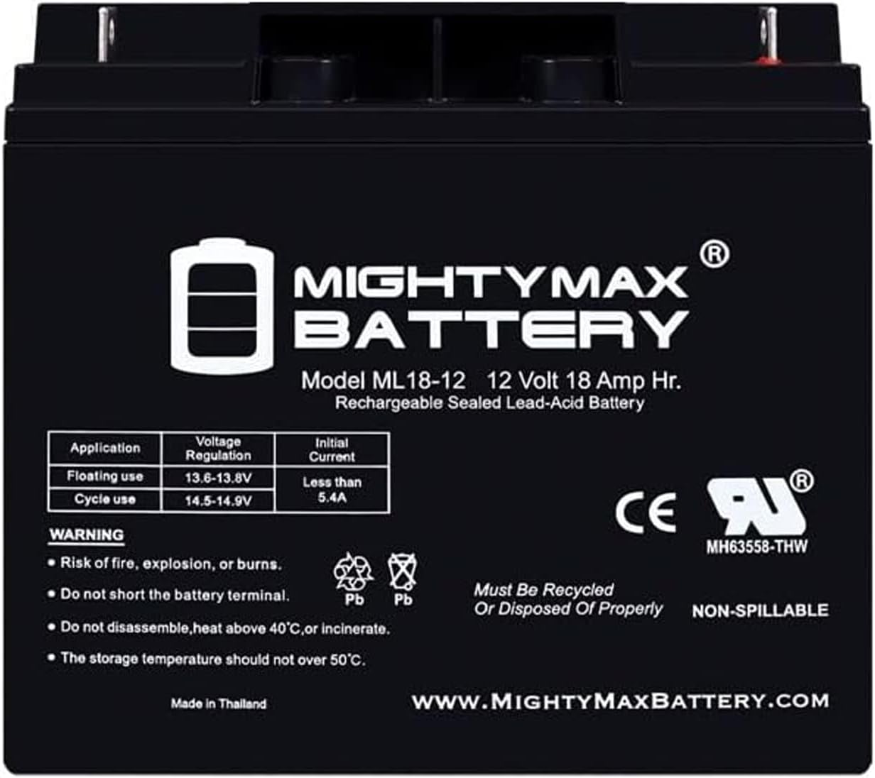 Mighty Max Battery ML18-12 - 12V 18AH New Battery for 90508011 Craftsman Black Lawn Mowers