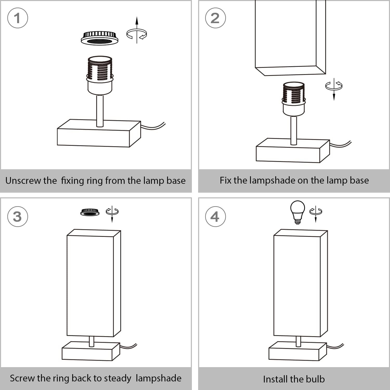 Touch Control Table Lamp Bedside 3 Way Dimmable Touch Desk Lamp Modern Nightstand Lamp with Square Fabric Lamp Shade Simple Night Light for Bedroom