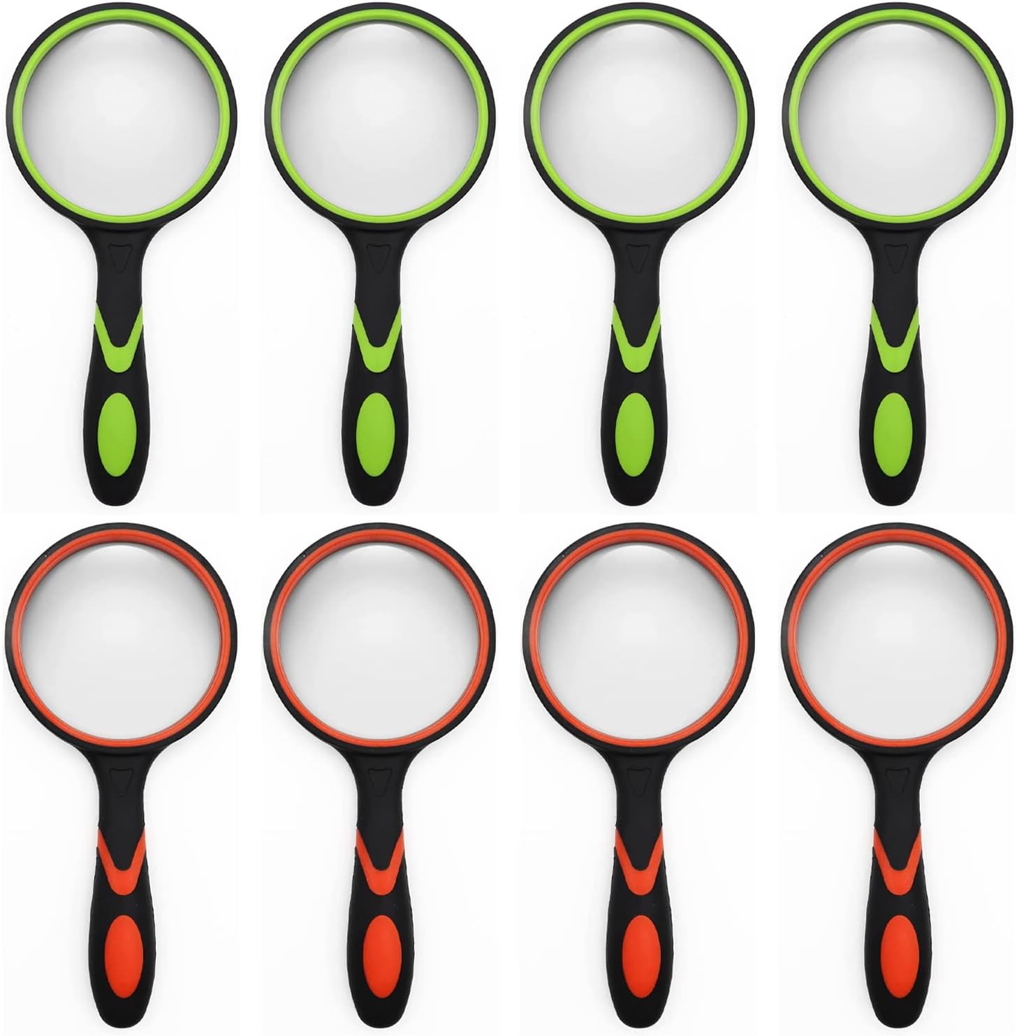 8 Pack 8X Handheld Magnifying Glass Reading Magnifier 50mm Magnifying Glass Lens with Non-Slip Rubber Handle for Reading Hobbies and Science