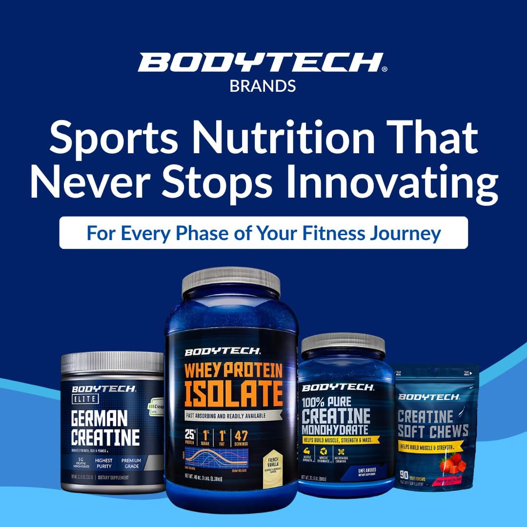 BodyTech Whey Protein Isolate Powder, French Vanilla, 1.5 LB, 23 Servings | 25G Protein per Serving, High Concentrated Protein Powder With Amino Acids & BCAAs for Men and Women, Gluten Free