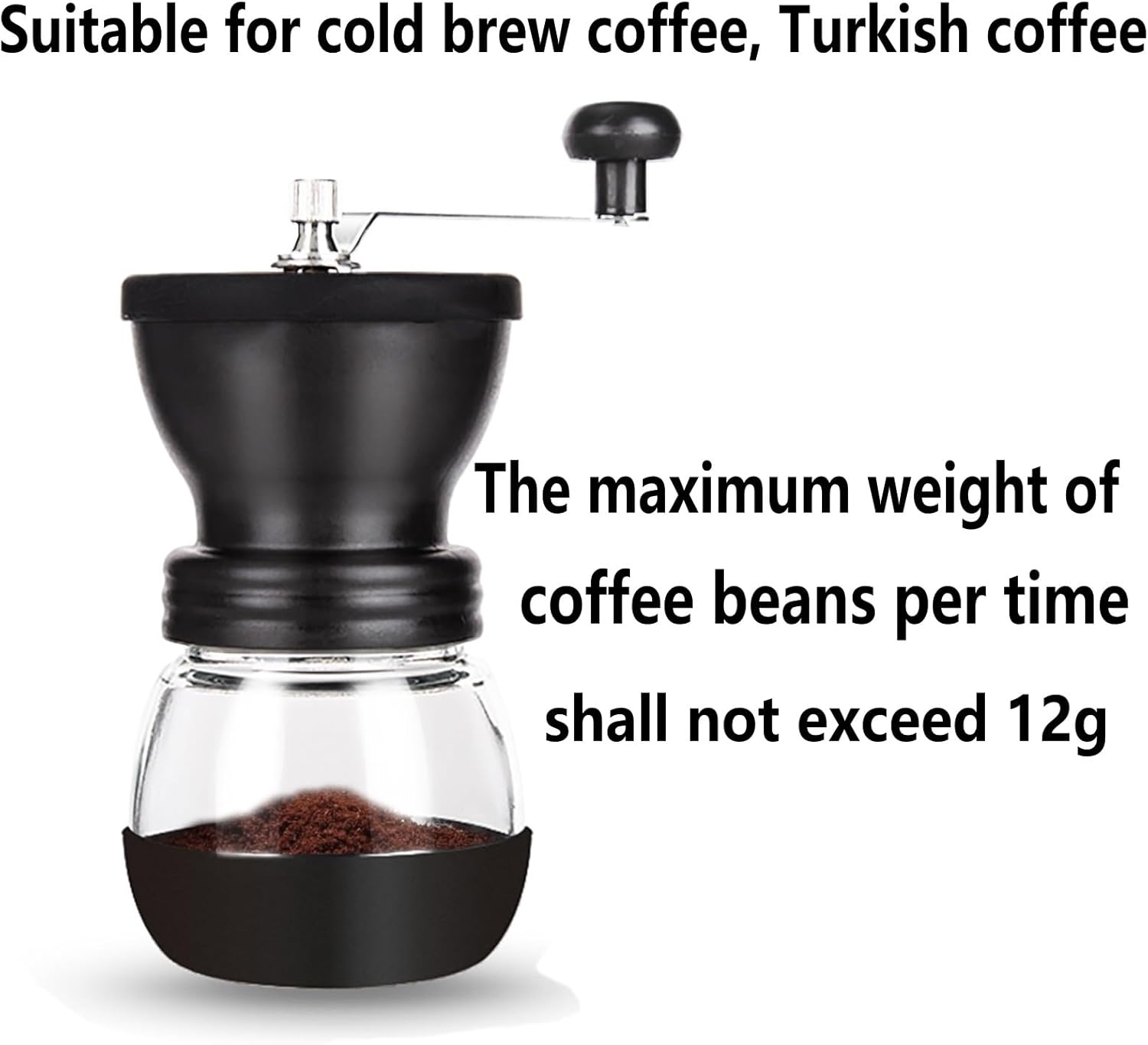PARACITY Manual Coffee Grinder, Ceramic Burr, 2 Glass Jars, 11oz per Jar