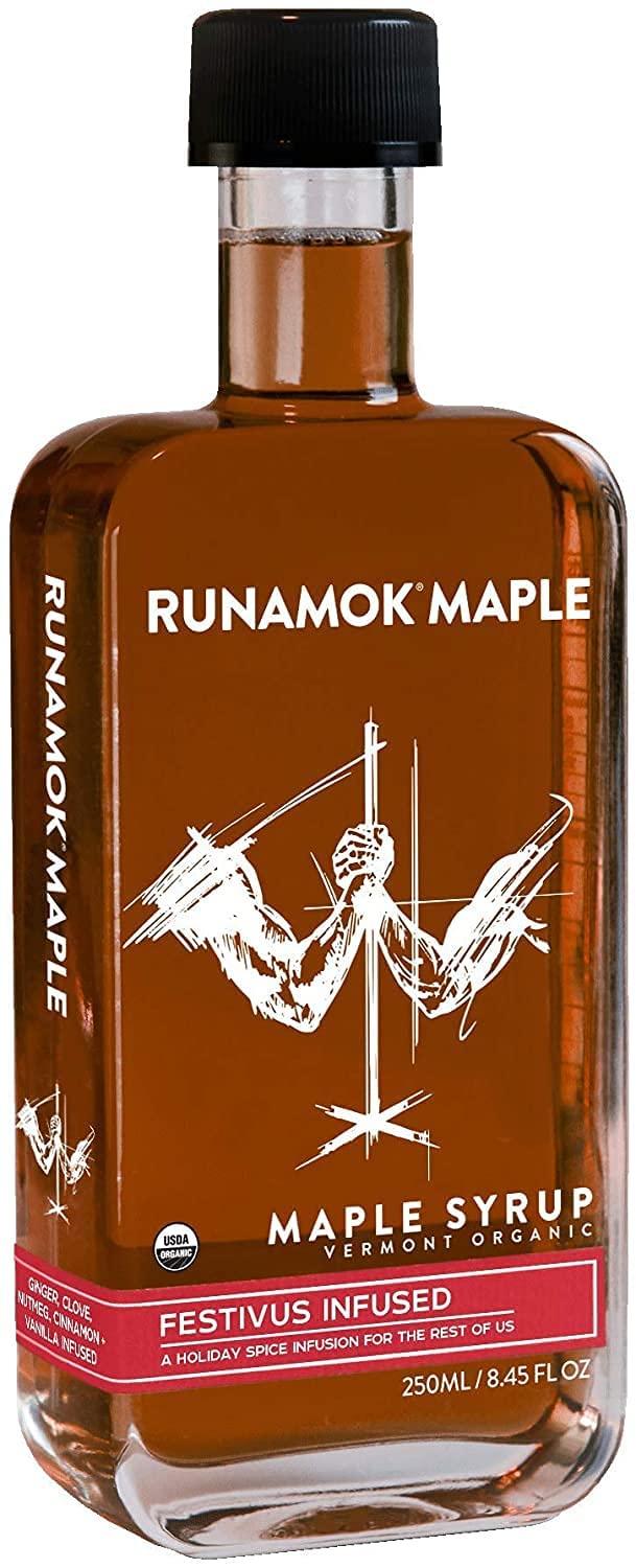 Runamok Maple Cinnamon-Vanilla Infused Maple Syrup - Authentic & Real Vermont Maple Syrup | Gluten Free & Natural Sweetener | Breakfast, Coffee, Pancakes Maple Syrup | 8.45 Fl Oz (250mL)