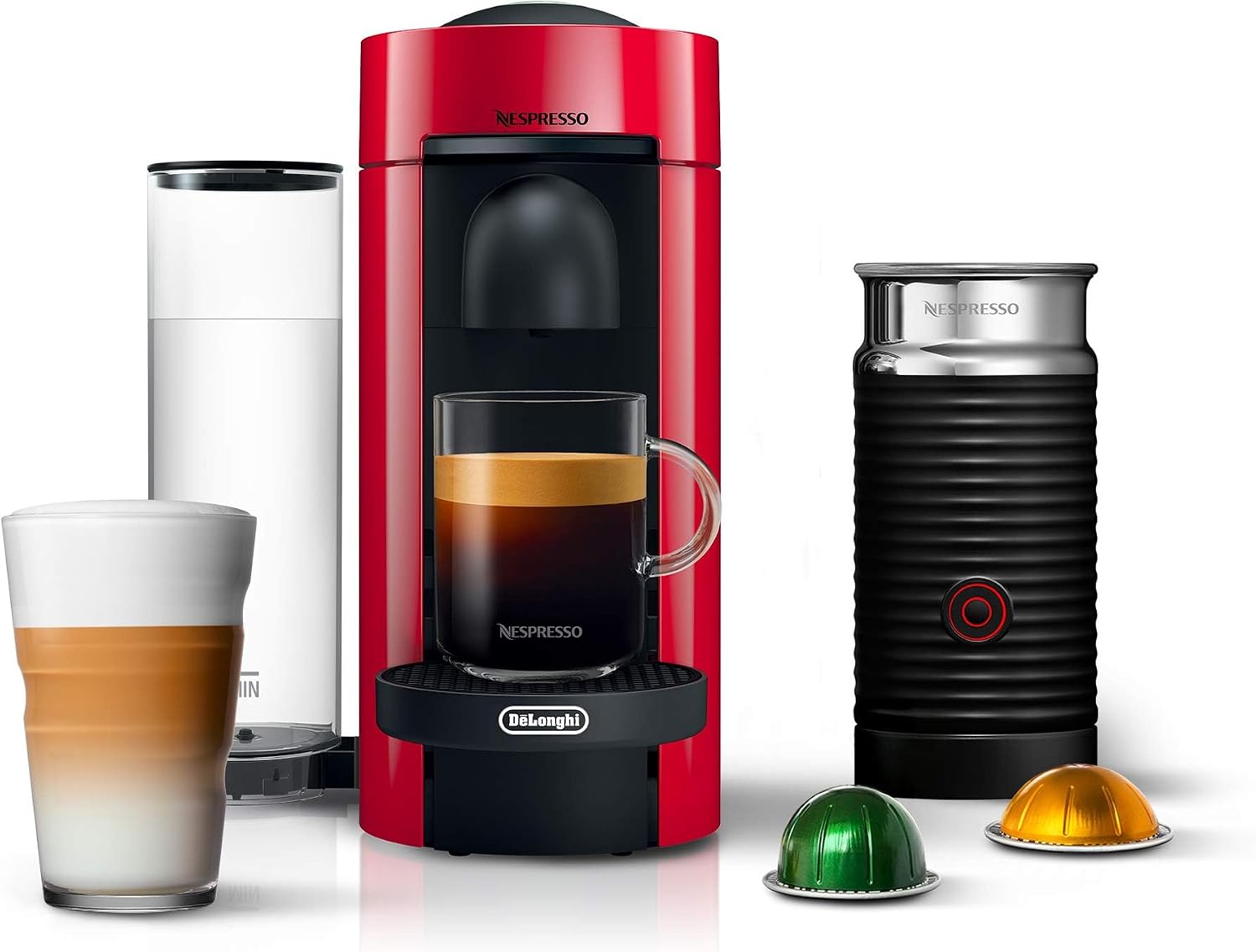 Nespresso Vertuo Plus Coffee & Espresso Maker by De'Longhi, Grey | Grey coffee machine that brews 4 cup sizes: 5 and 8 oz. coffee, plus single and double espresso, at the touch of a button.