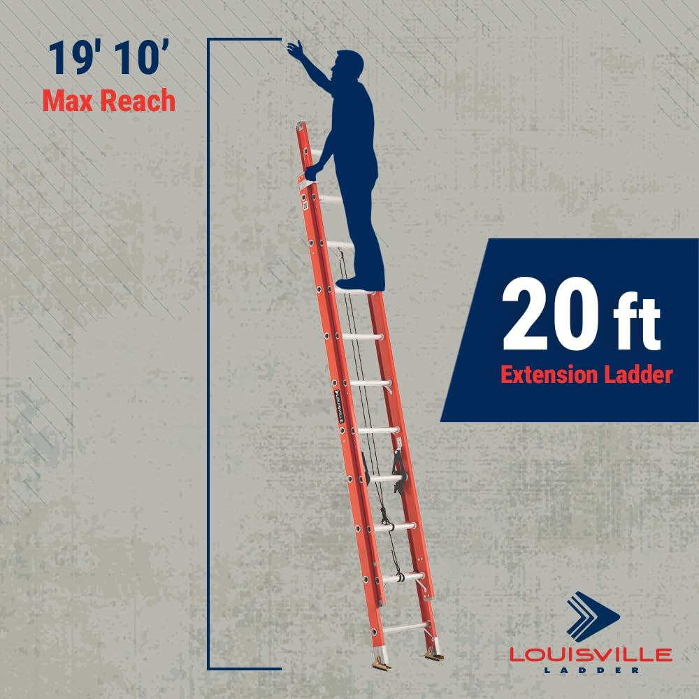 Louisville Ladder 16-foot Fiberglass Extension Ladder, 300-Pound Load Capacity, Type IA, FE3216